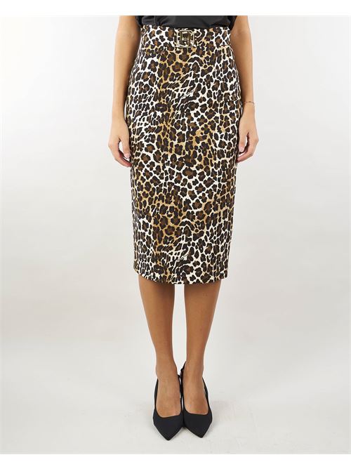 Gonna midi in crêpe animalier Elisabetta Franchi ELISABETTA FRANCHI | Gonna | GO06947E2B85